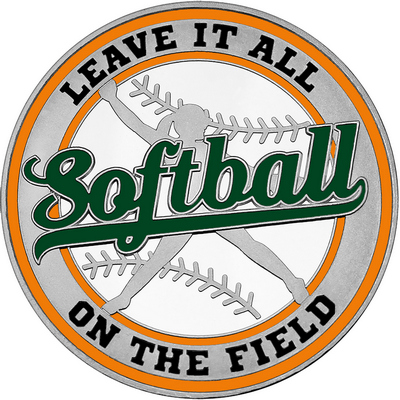 Dark Green "Softball" with Orange Outer Circular Borders